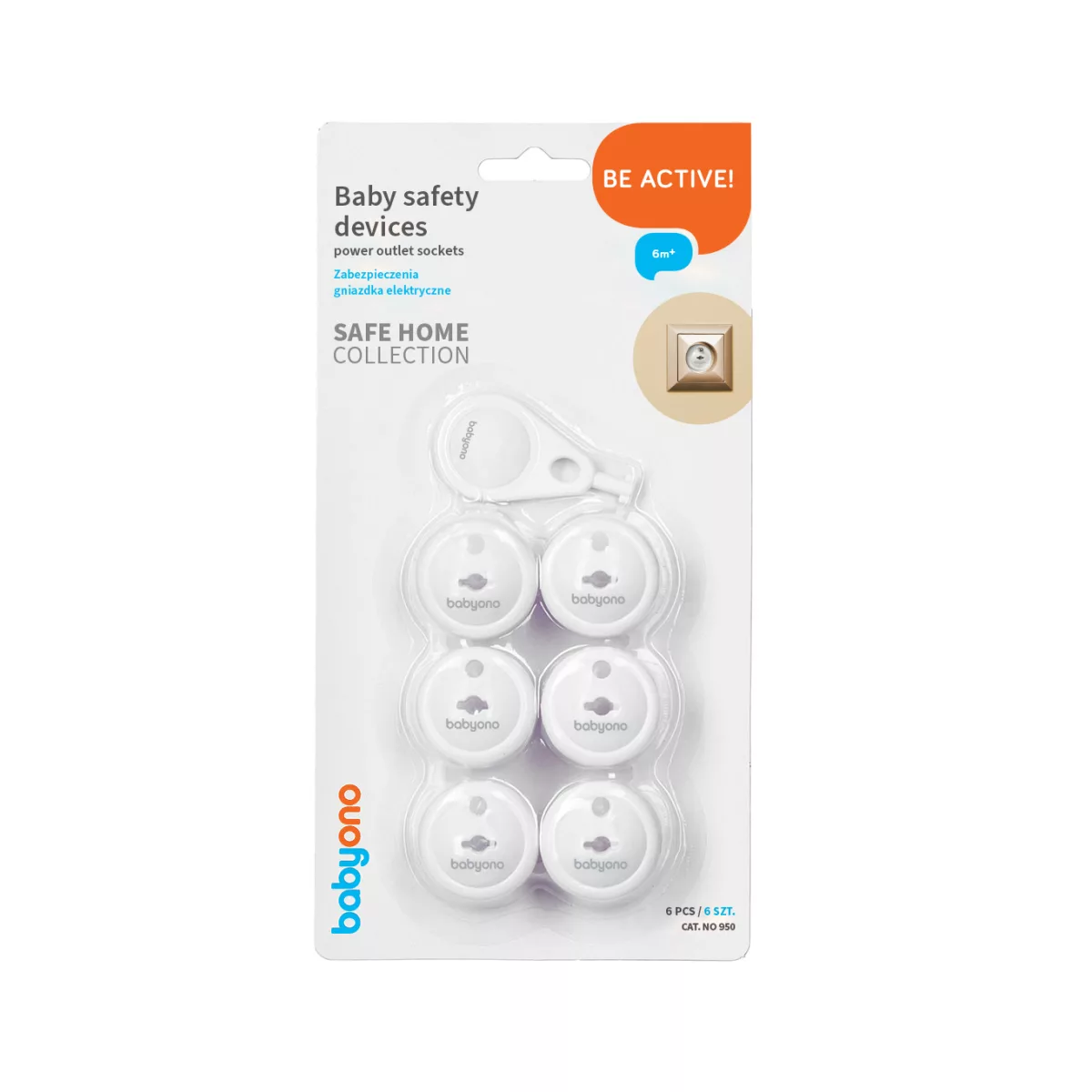 BabyOno Stopcontactbeveiliger - Slot met Sleutel - Voor Geaarde en Ongeaarde Stopcontacten - 6