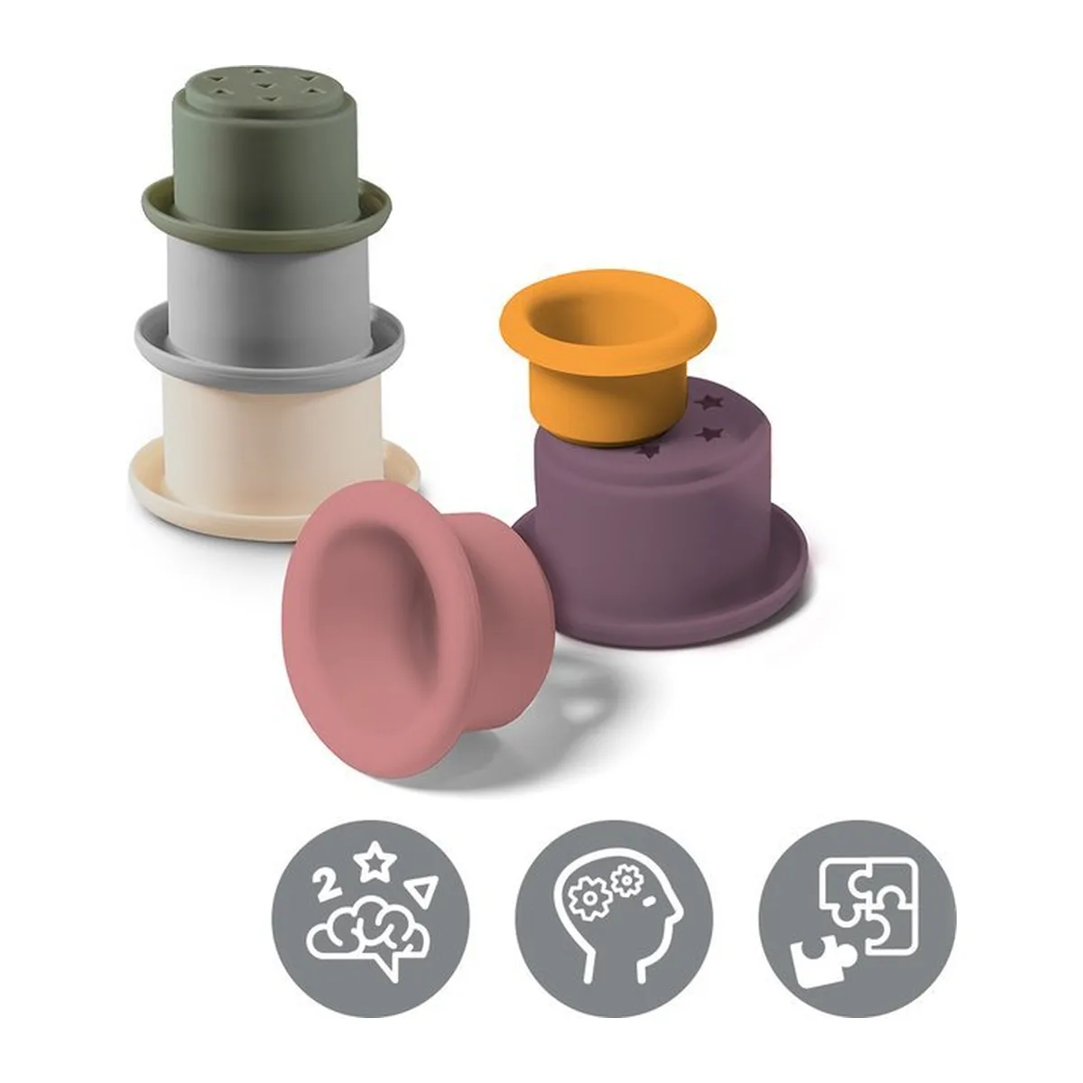 BabyOno Stapelbekers -Educatief siliconen badspeelgoed – CUP INTO CUP