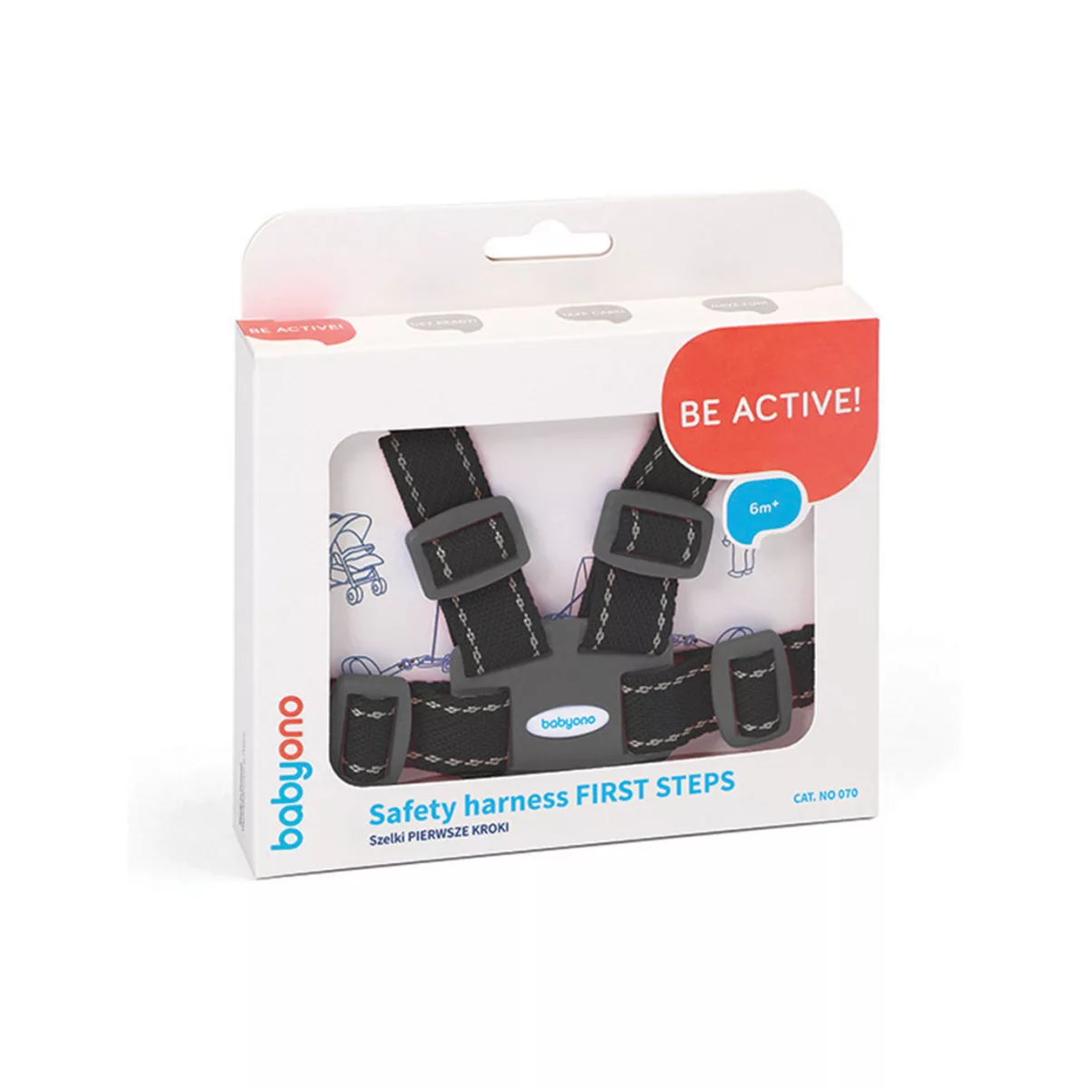 BabyOno First Steps Zwart Kinderstoel Tuigje met Looplijn