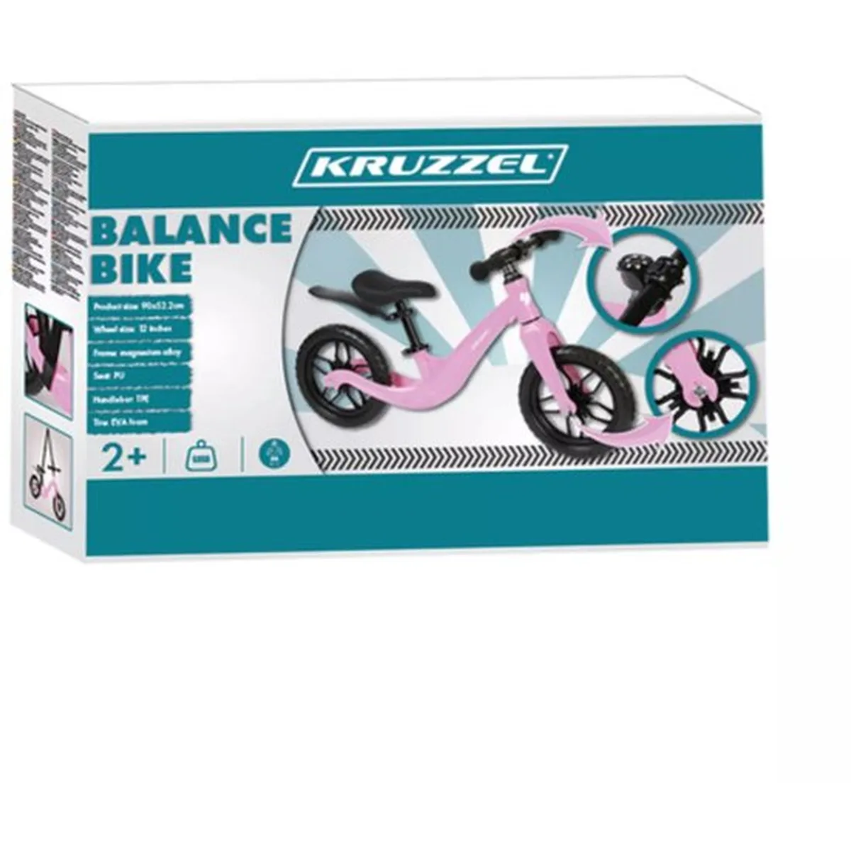 Kruzzel Loopfiets Roze 12 Inch – Verstelbaar Zadel + Draagriem - 6