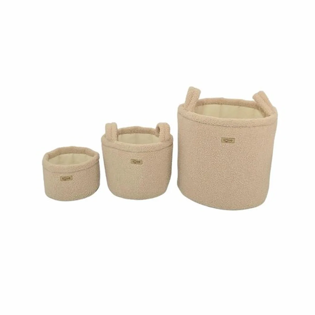 Soosie Teddy Bounce Opbergmanden Set – 3 stuks – Opbergmand Babykamer – Speelgoedmand – Beige Bruin – Manden voor Luiers, Speelgoed & Kleding