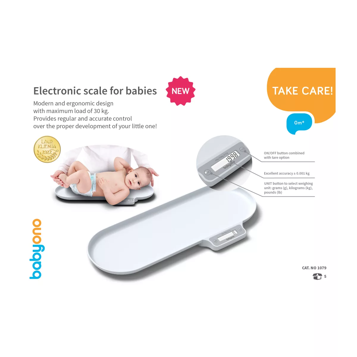 BabyOno Elektronische Babyweegschaal tot 30 kg - Digitale Babyweegschaal met Geheugenfunctie - Wit - 7