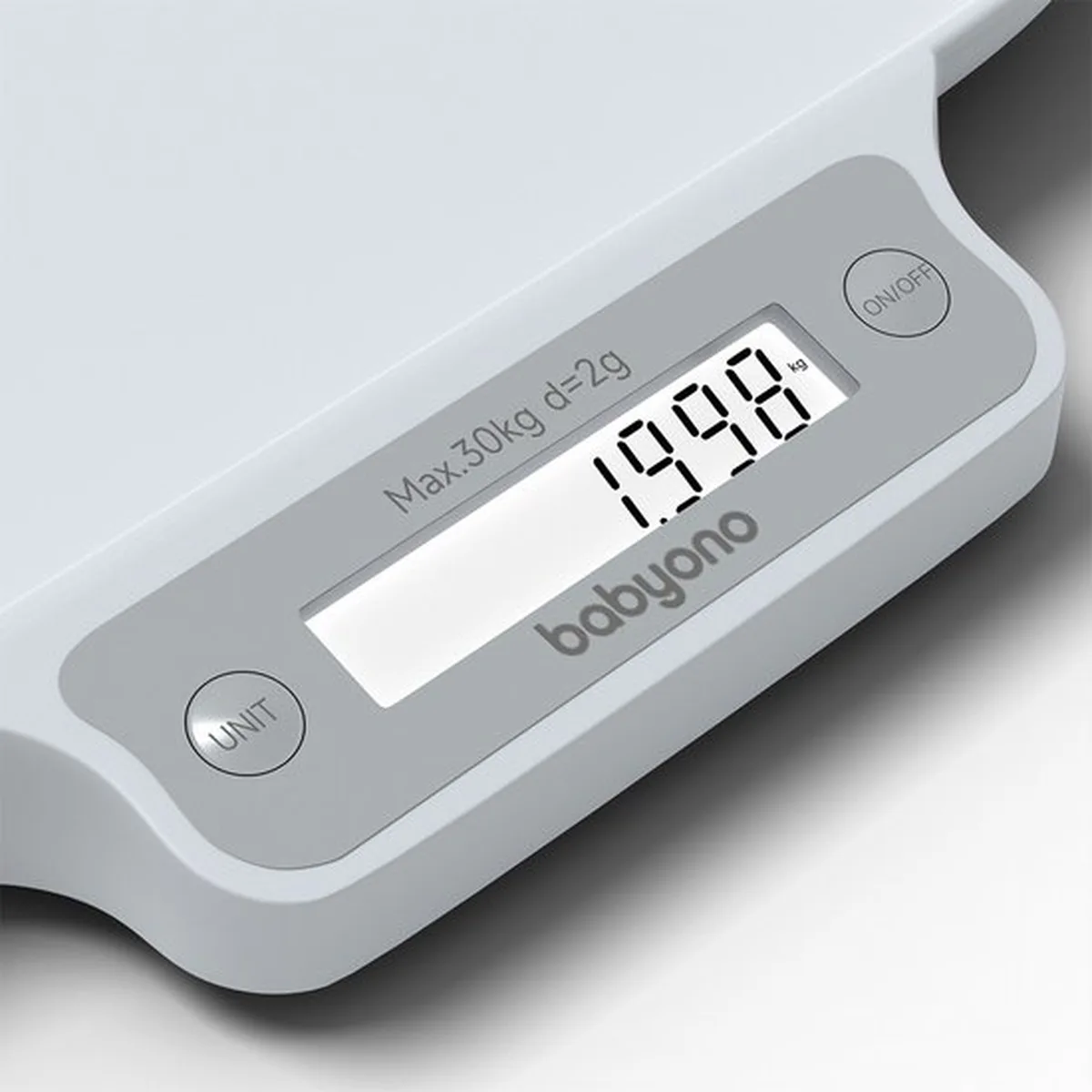 BabyOno Elektronische Babyweegschaal tot 30 kg - Digitale Babyweegschaal met Geheugenfunctie - Wit - 3