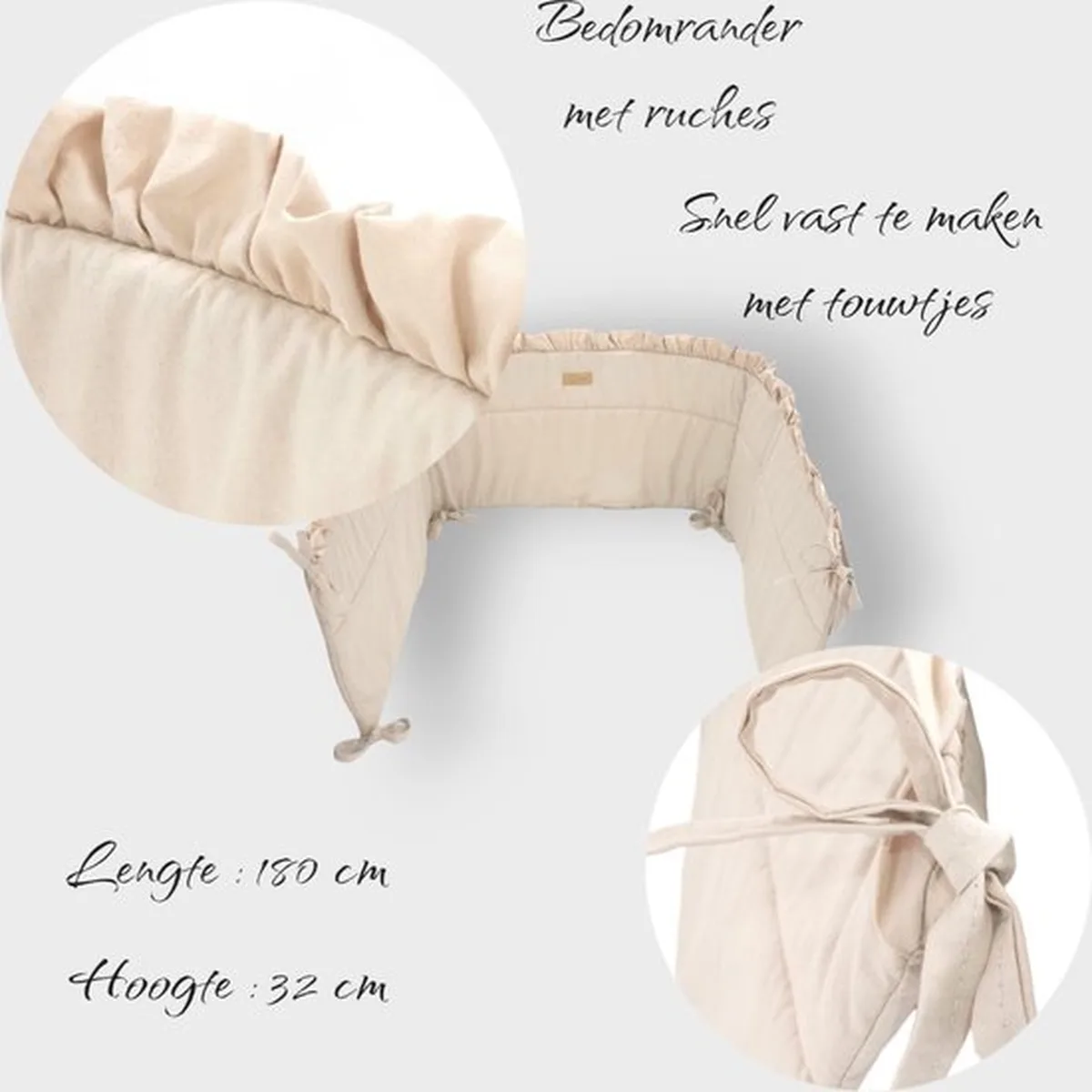 Soosie - Baby Bedomrander - FRILL - Bedbumper - Hoofdbeschermer - 180 x 30cm - 5