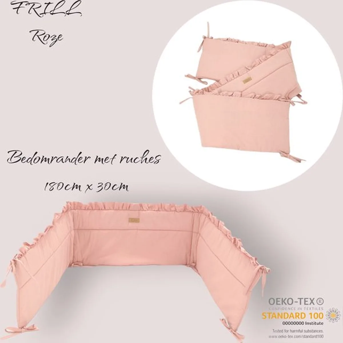 Soosie - Baby Bedomrander - FRILL - Bedbumper - Hoofdbeschermer - 180 x 30cm - 3