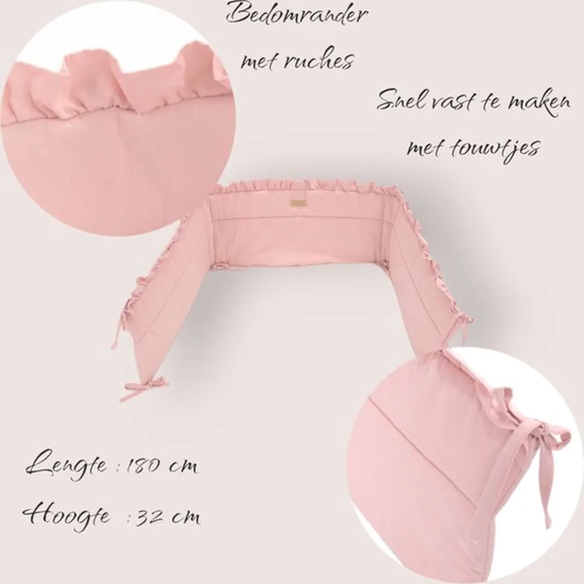Soosie - Baby Bedomrander - FRILL - Bedbumper - Hoofdbeschermer - 180 x 30cm - 6