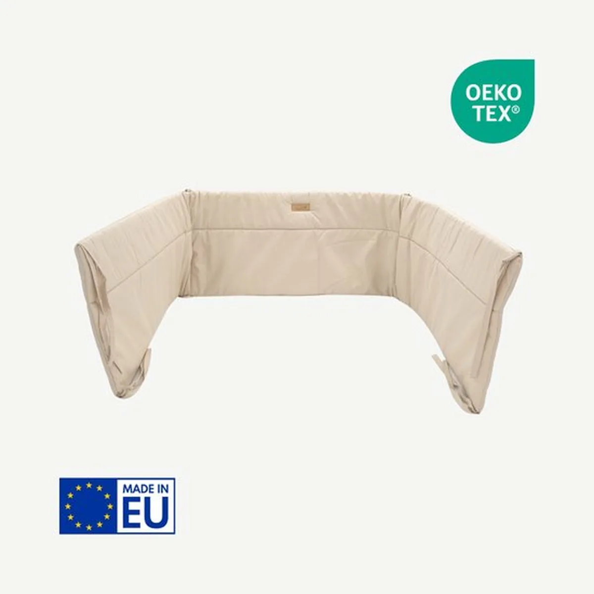 Soosie Bedomrander – CLASSIC Collectie – 180×30 cm – Ademend Katoen – Beige – Beschermende Bedbumper met Striklinten - 2