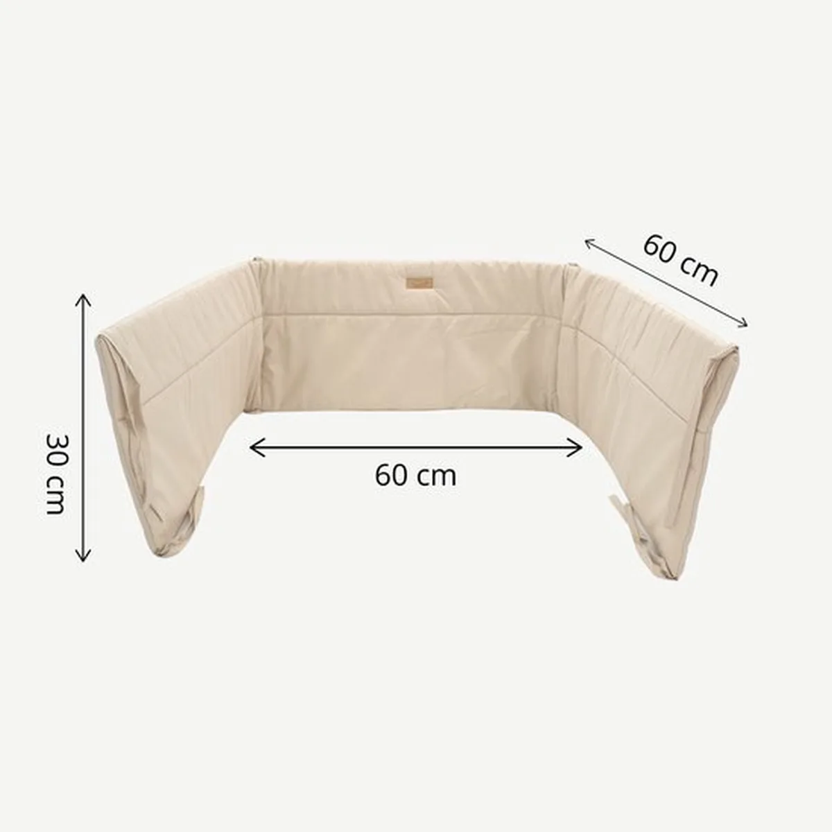 Soosie Bedomrander – CLASSIC Collectie – 180×30 cm – Ademend Katoen – Beige – Beschermende Bedbumper met Striklinten - 3