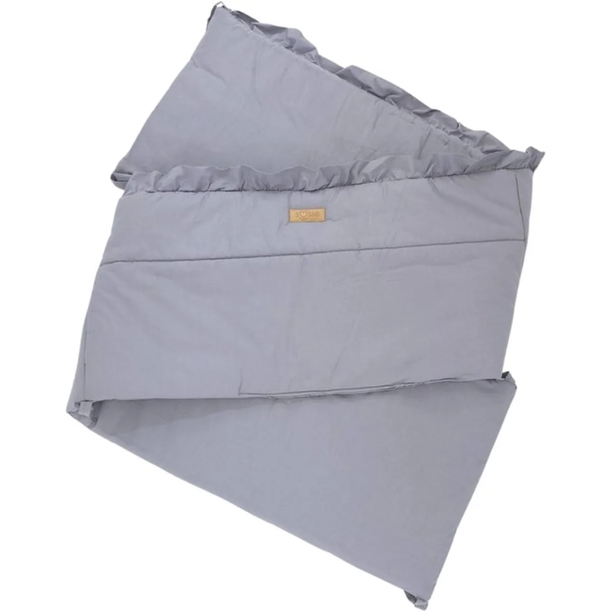 Soosie Bedomrander – FRILL Collectie – Grijs – 180×32 cm – met sierlijke ruches – ademend katoen – met striklinten
