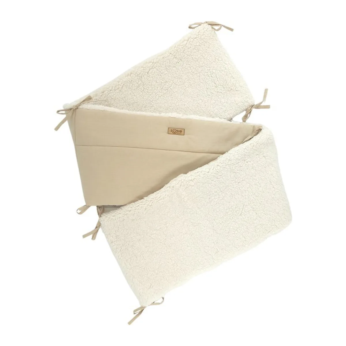 Soosie Bedomrander TEDDY Collectie – 180×30 cm – Dubbelzijdig Teddy & Katoen – Creme en Beige – Baby Bedbescherming - 8