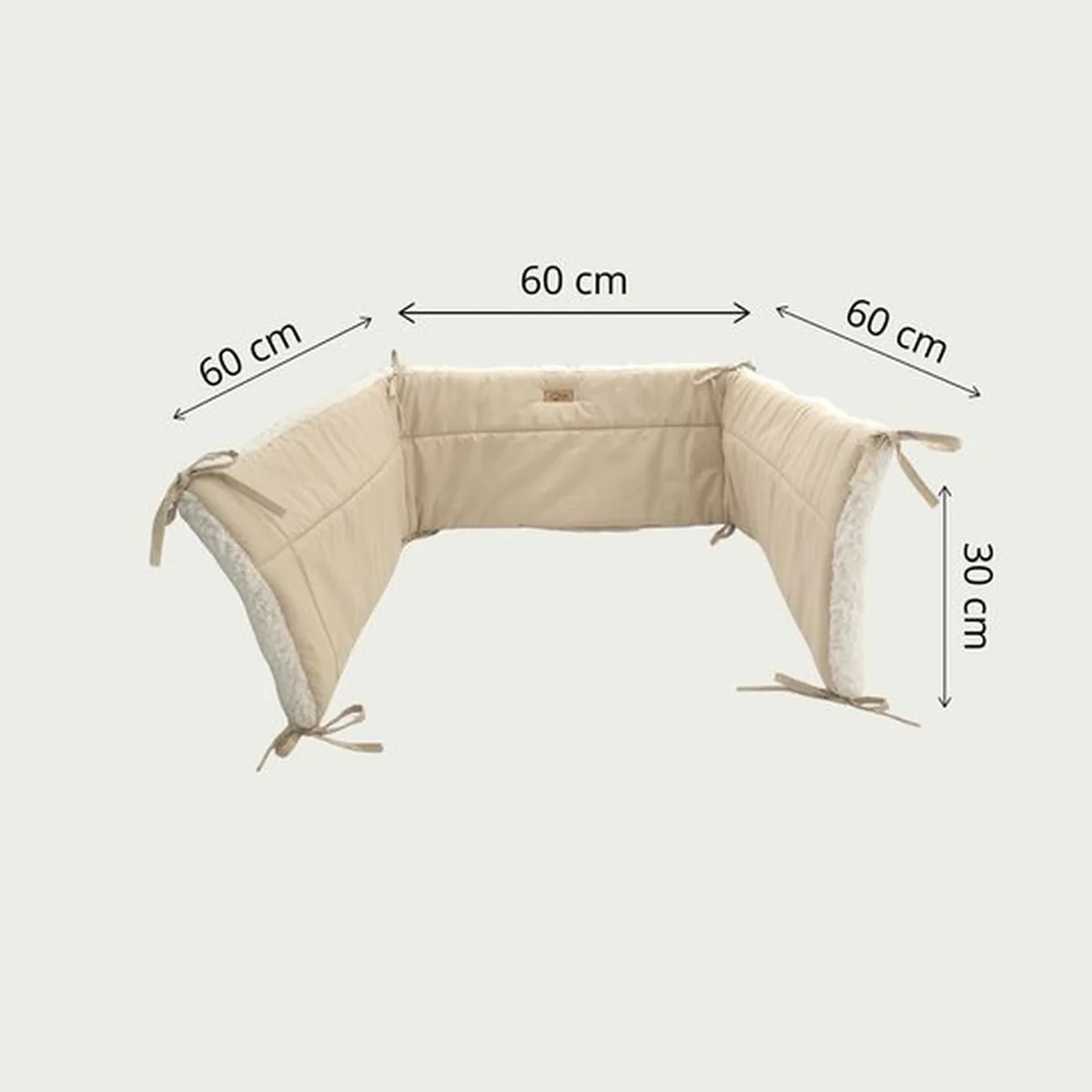 Soosie Bedomrander TEDDY Collectie – 180×30 cm – Dubbelzijdig Teddy & Katoen – Creme en Beige – Baby Bedbescherming - 5