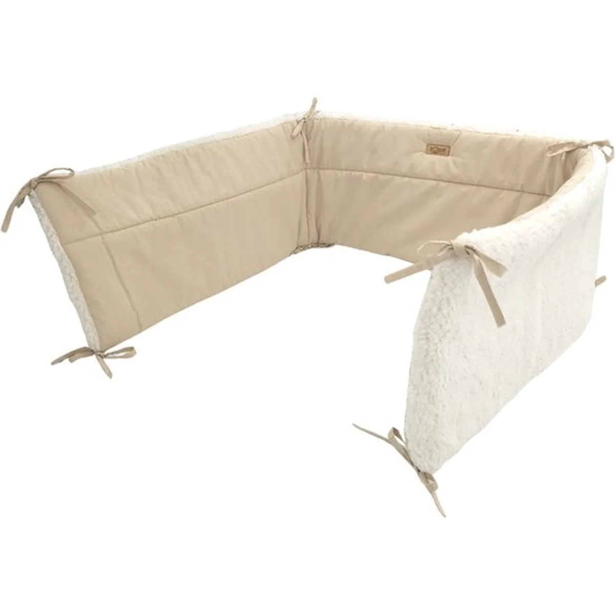 Soosie Bedomrander TEDDY Collectie – 180×30 cm – Dubbelzijdig Teddy & Katoen – Creme en Beige – Baby Bedbescherming - 6