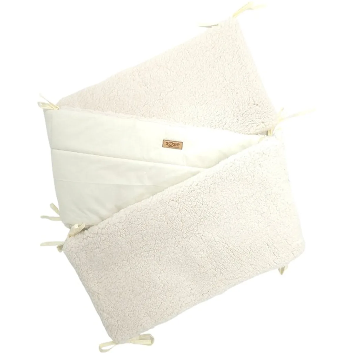 Soosie Bedomrander TEDDY Collectie – 180×30 cm – Teddy Crème & Ecru Katoen – Dubbelzijdig – Baby Bedbescherming