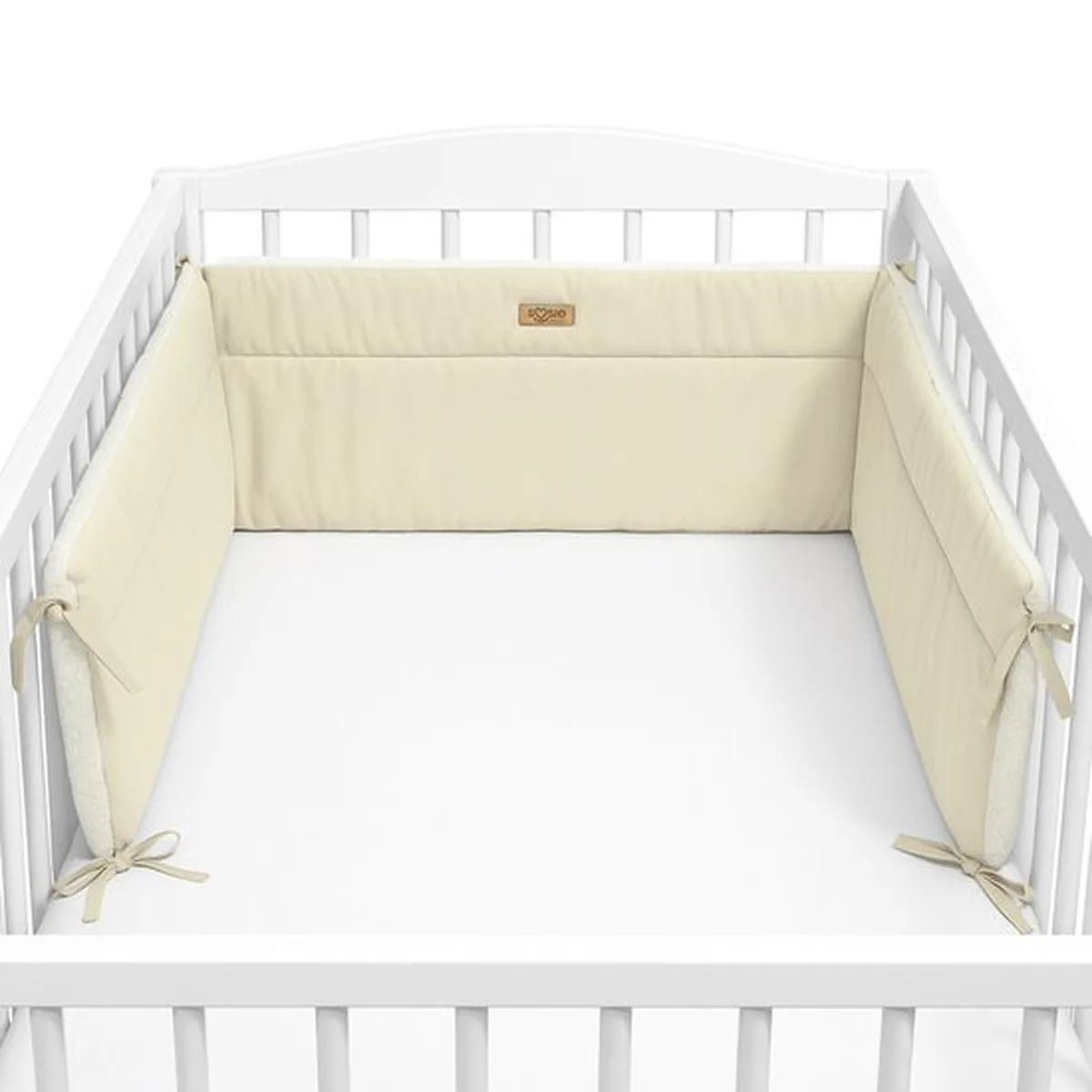 Soosie Bedomrander TEDDY Collectie – 180×30 cm – Teddy Crème & Ecru Katoen – Dubbelzijdig – Baby Bedbescherming - 3