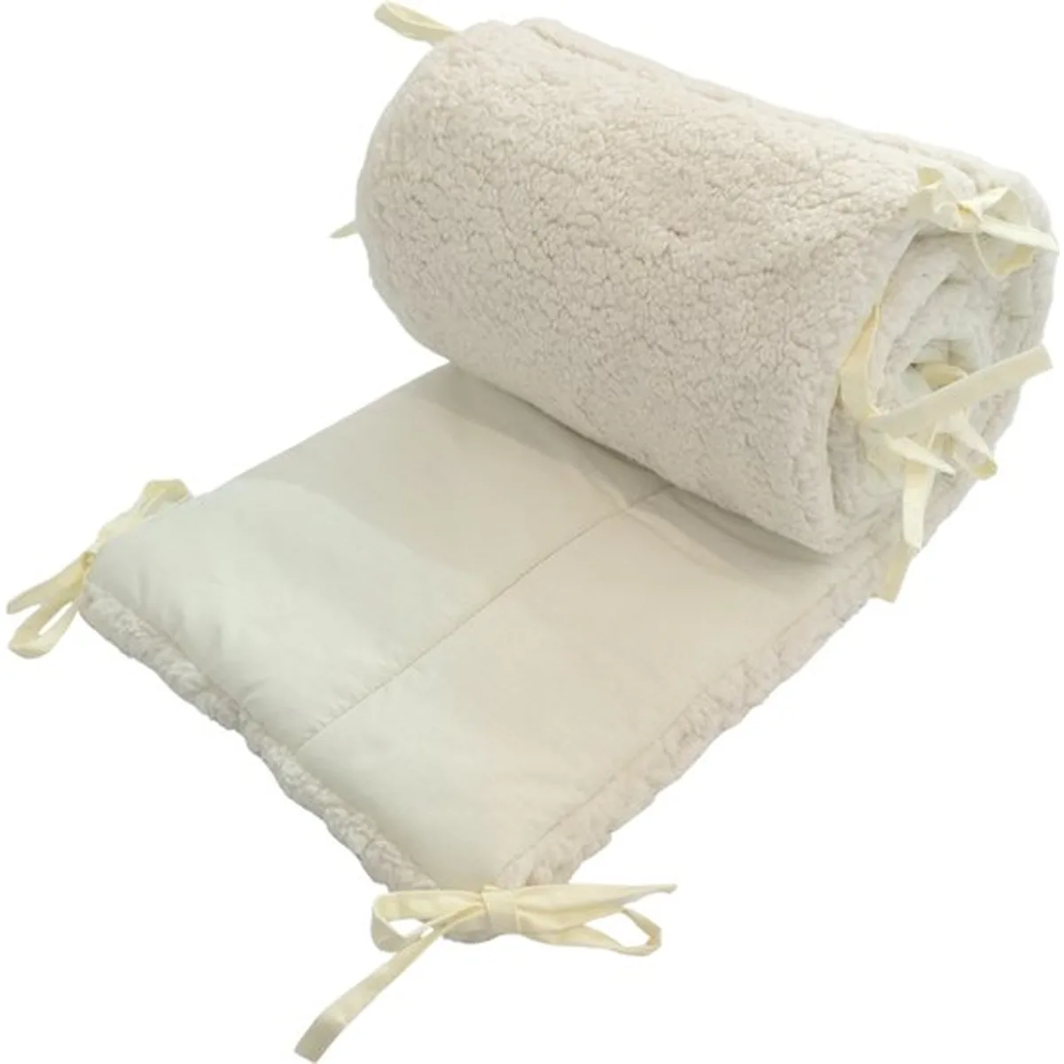 Soosie Bedomrander TEDDY Collectie – 180×30 cm – Teddy Crème & Ecru Katoen – Dubbelzijdig – Baby Bedbescherming - 4