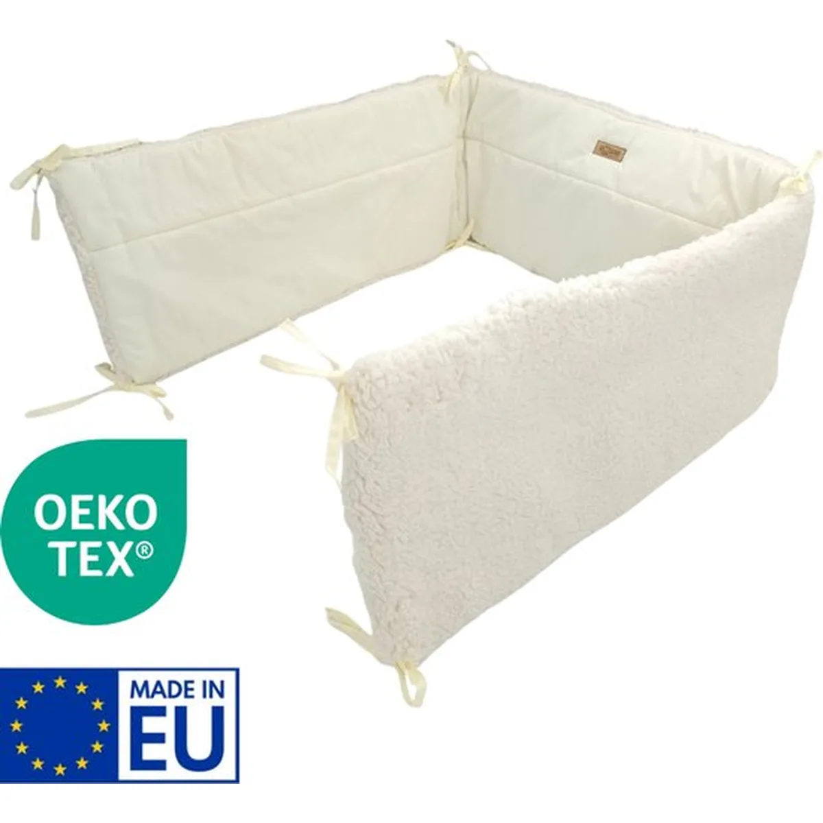 Soosie Bedomrander TEDDY Collectie – 180×30 cm – Teddy Crème & Ecru Katoen – Dubbelzijdig – Baby Bedbescherming - 7