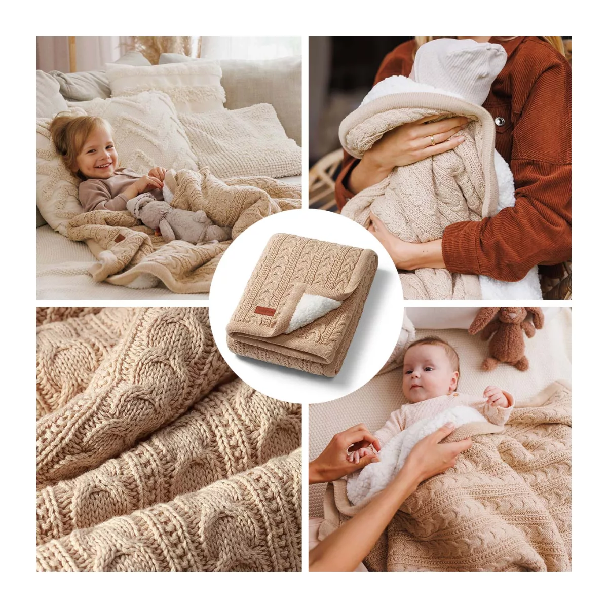 BabyOno 1657 – Warme katoen­deken met sherpa voering – 75×100 cm – Herfst & winter – 0m+ - 7