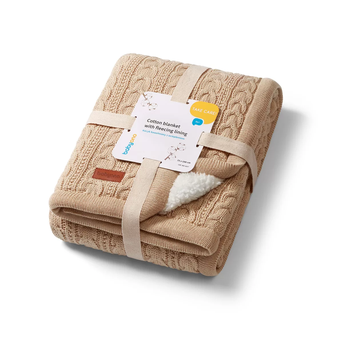 BabyOno 1657 – Warme katoen­deken met sherpa voering – 75×100 cm – Herfst & winter – 0m+ - 8