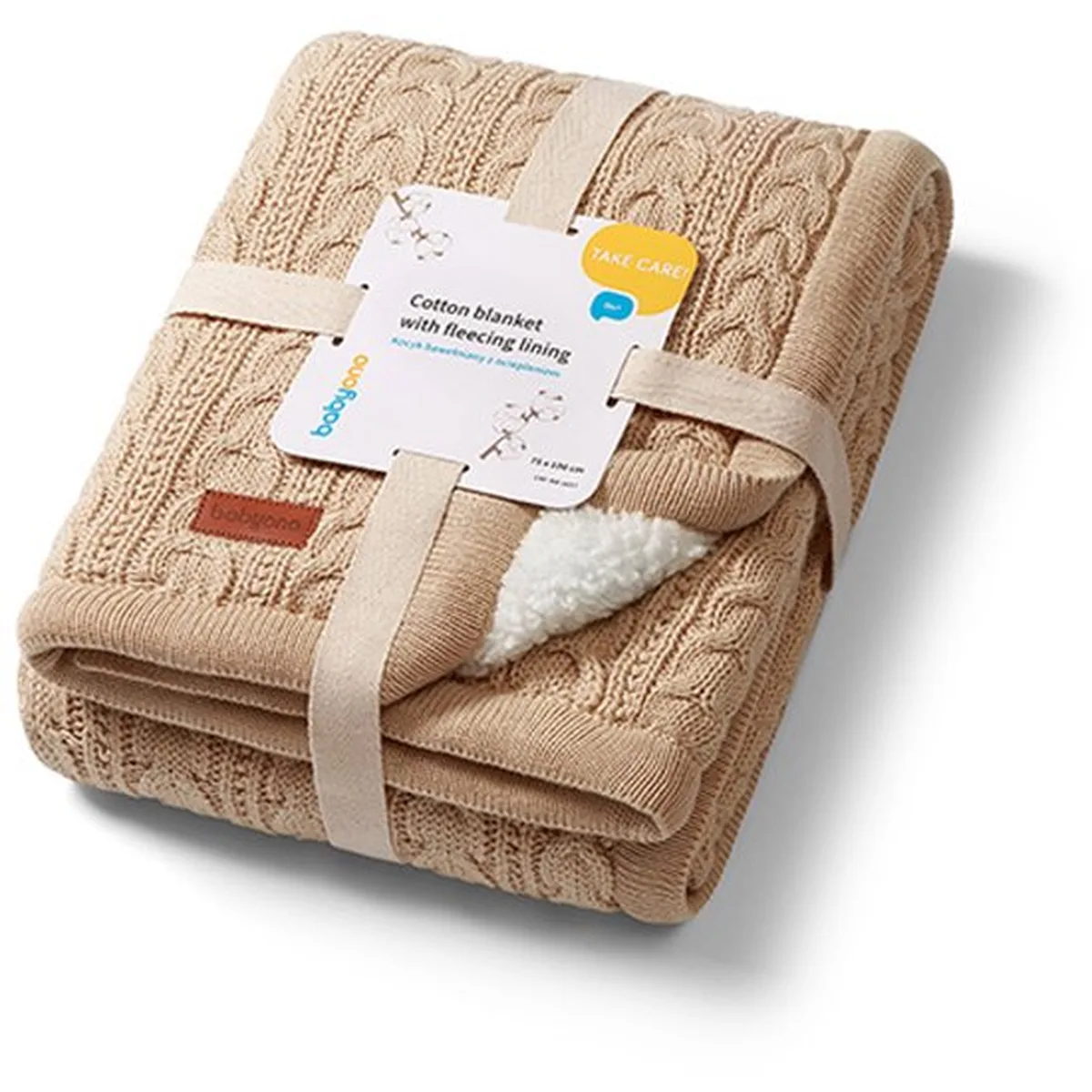 BabyOno 1657 – Warme katoen­deken met sherpa voering – 75×100 cm – Herfst & winter – 0m+ - 3