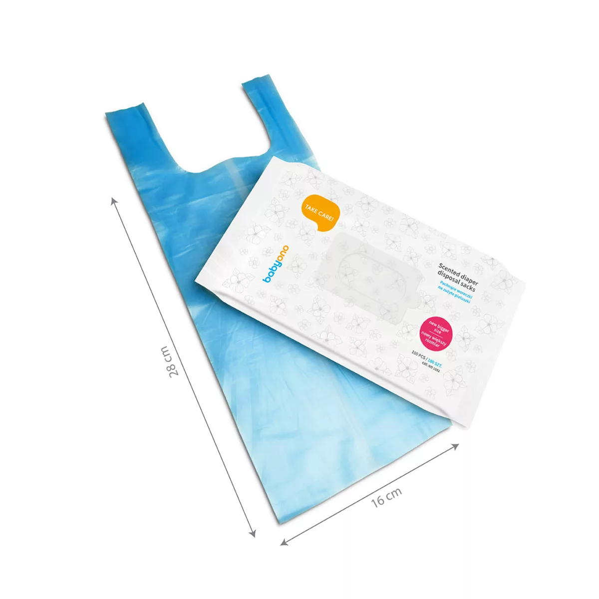 BabyOno Geparfumeerde Wegwerptasjes - 100 stuks - Blauw - Gemakkelijk Te Sluiten - 8