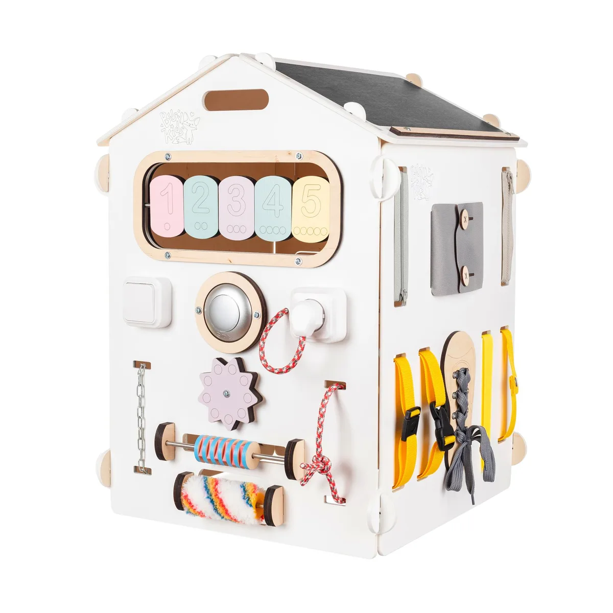 BusyKids Speelhuis met 6 activiteitenborden - Wit Pastel