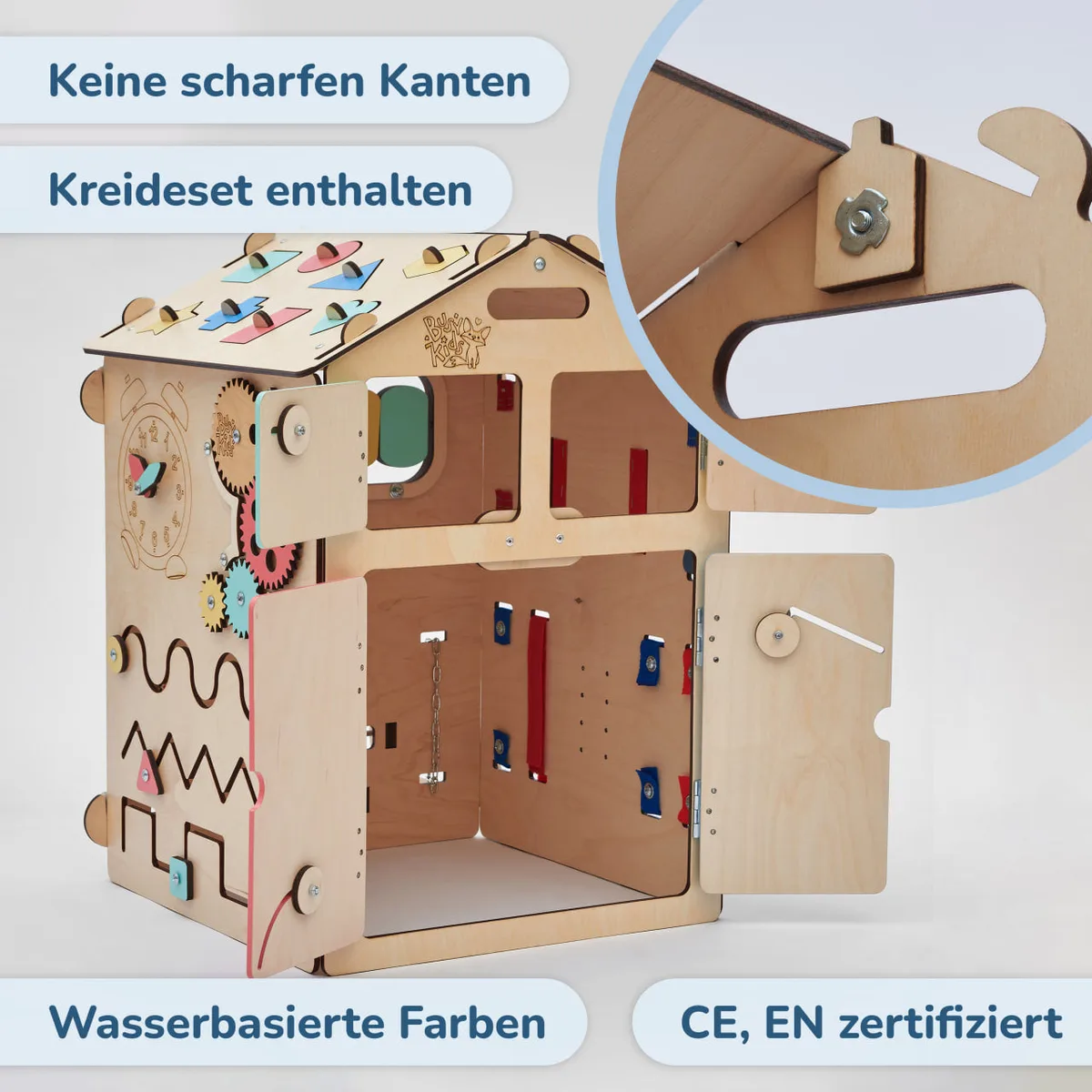 BusyKids Speelhuis met 6 activiteitenborden - Wit Pastel - 5
