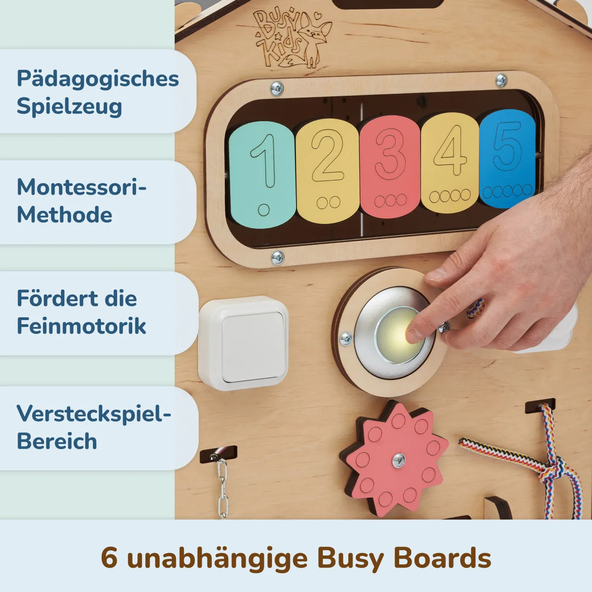 BusyKids Speelhuis met 6 activiteitenborden - Dino met verlichting - 6