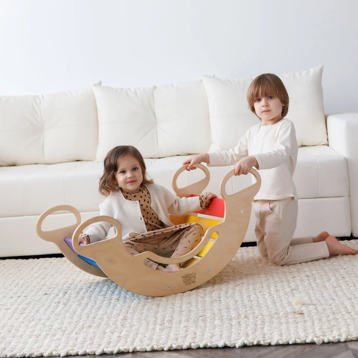 BusyKids Schommelwip van hout - Regenboog - 7
