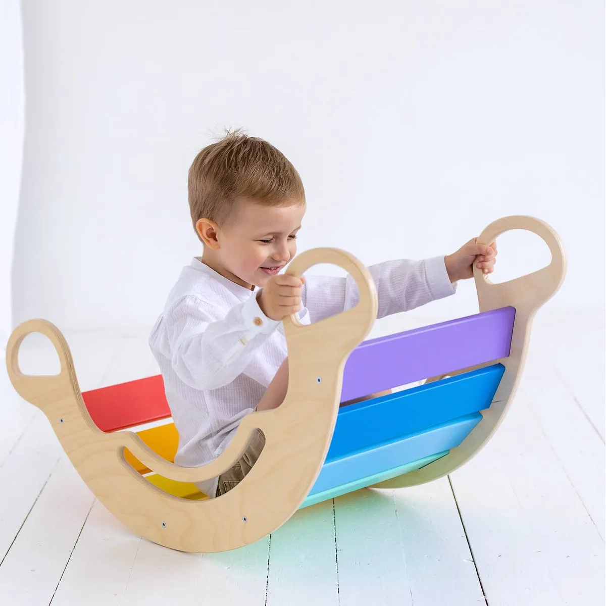 BusyKids Schommelwip van hout - Onbehandeld hout - 4