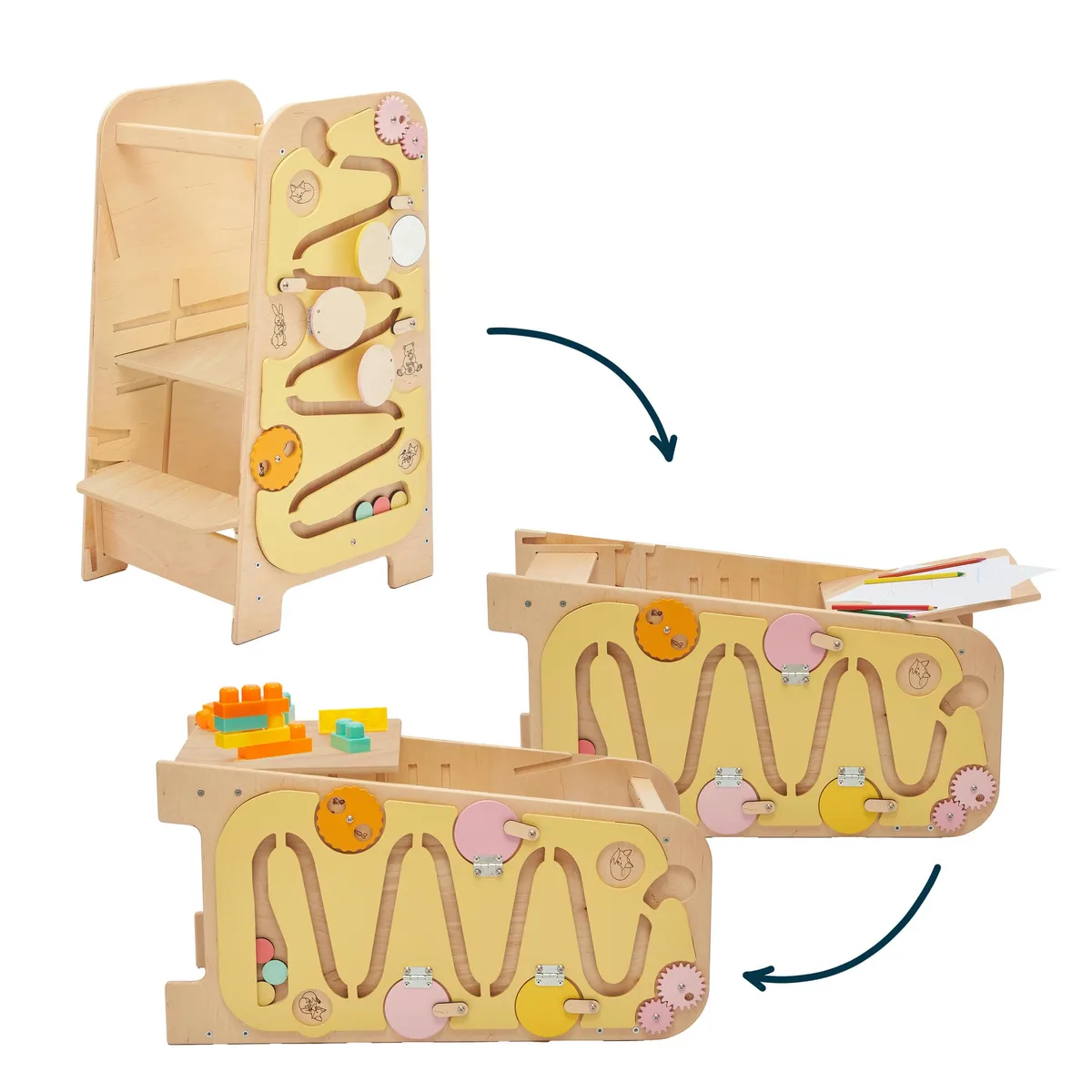 BusyKids Leertoren Play 5-in-1 met speelelementen - Mint - 5