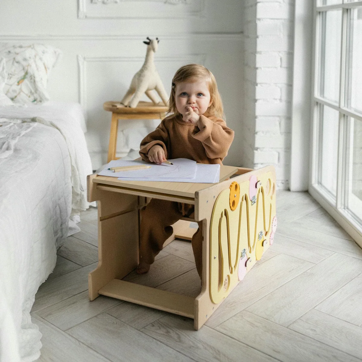 BusyKids Leertoren Play 5-in-1 met speelelementen - Mint - 6