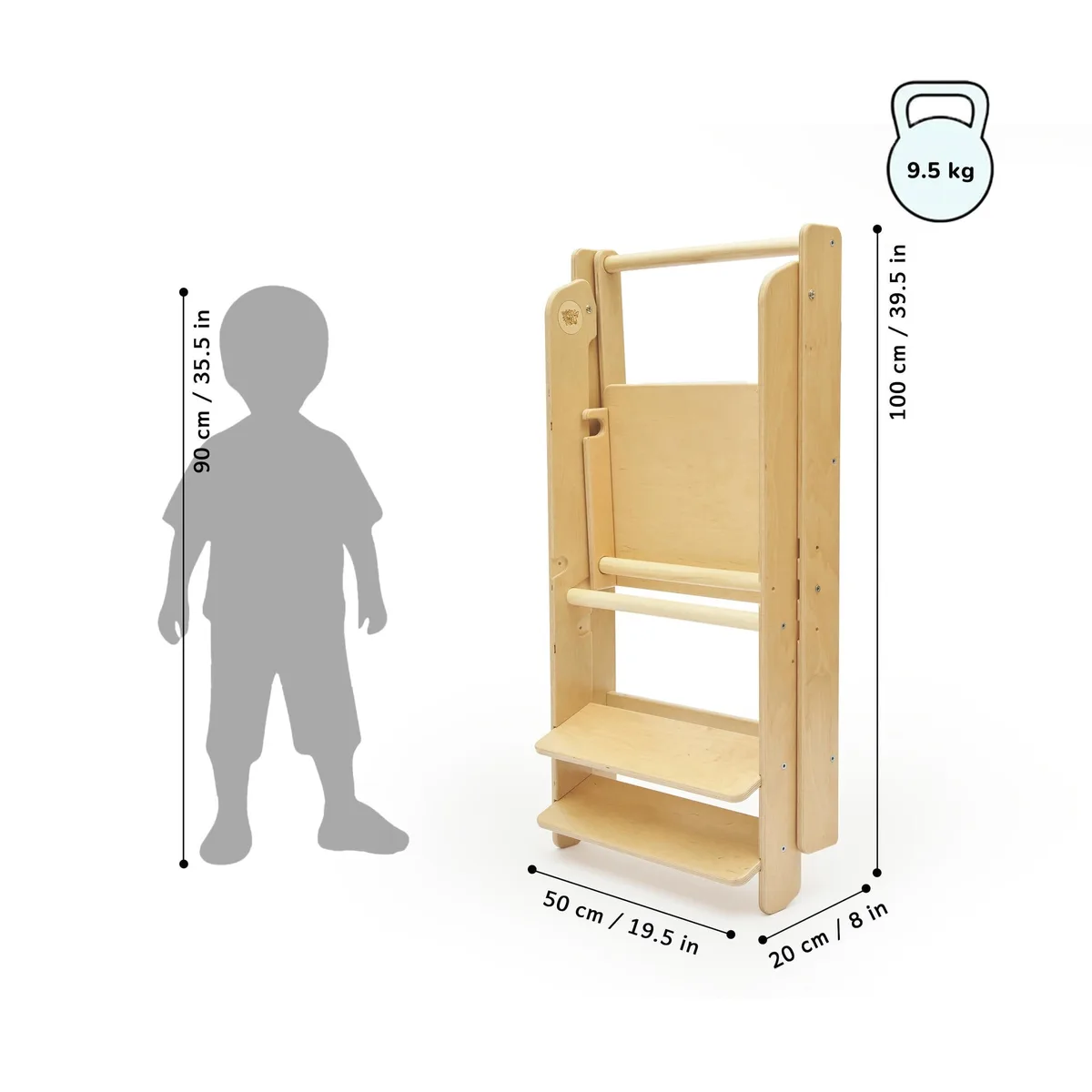 BusyKids Opvouwbare leertoren - Naturel gelakt - 2