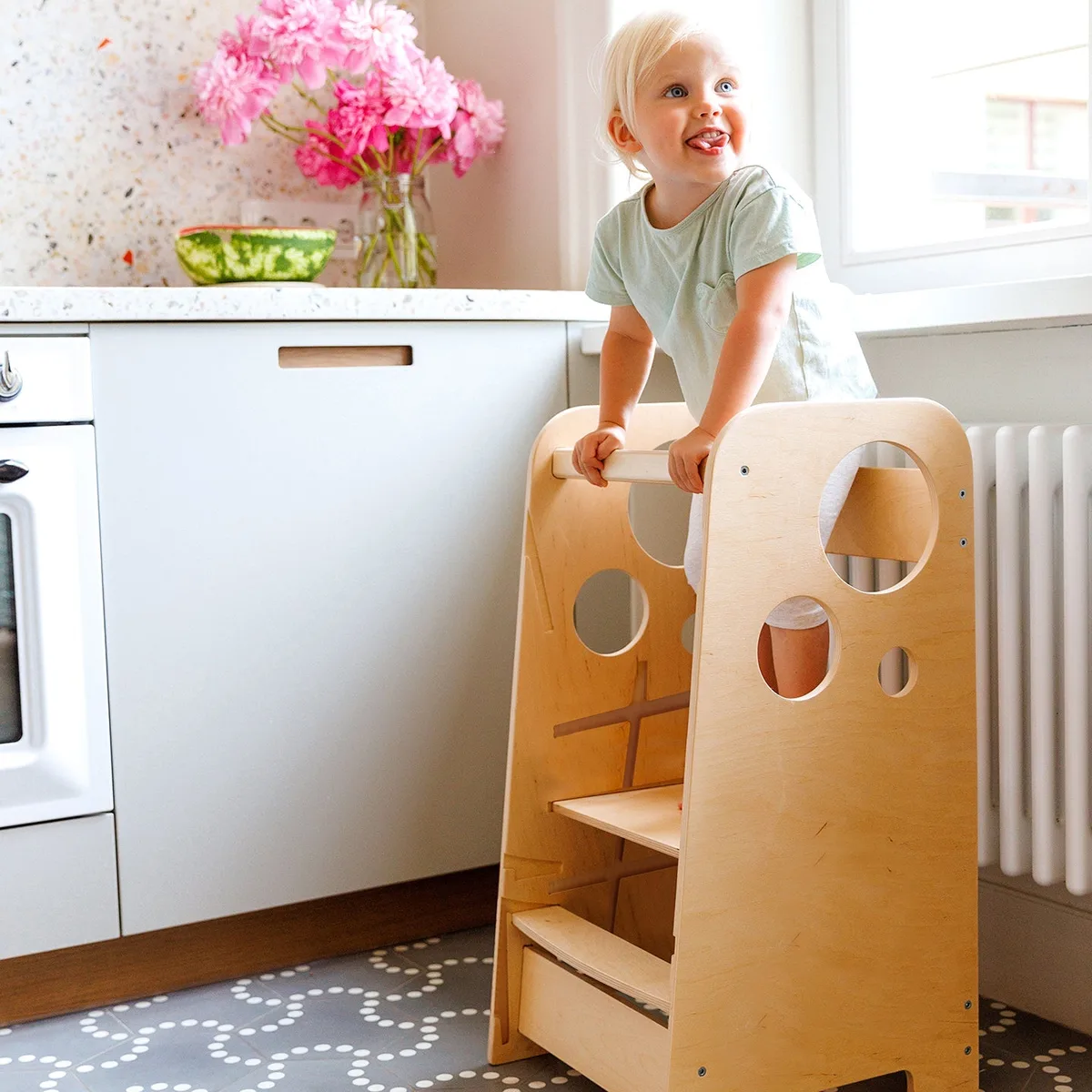BusyKids Meegroeiende leertoren 3-in-1 (75 cm) - Onbehandeld hout - 6