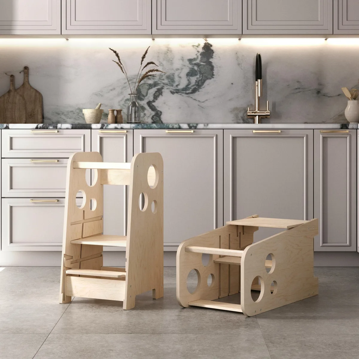BusyKids Meegroeiende leertoren 3-in-1 (75 cm) - Naturel gelakt - 4
