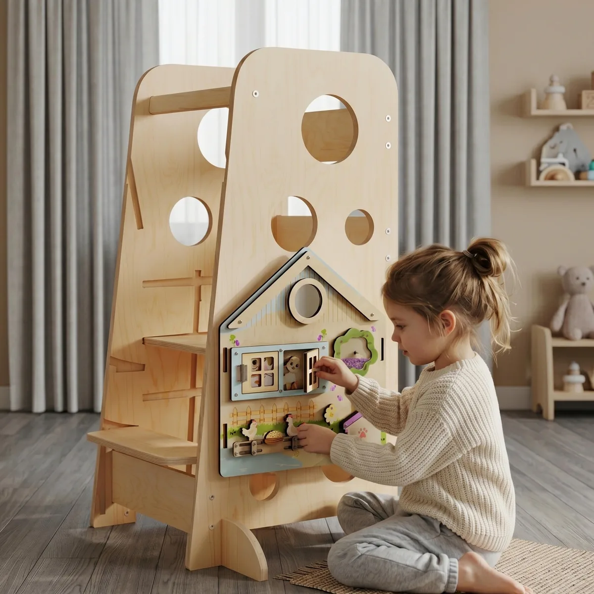 BusyKids Meegroeiende leertoren 3-in-1 XL (89 cm) - Lichtblauw - 2