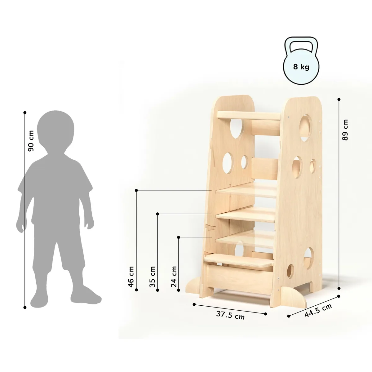 BusyKids Meegroeiende leertoren 3-in-1 XL (89 cm) - Roze