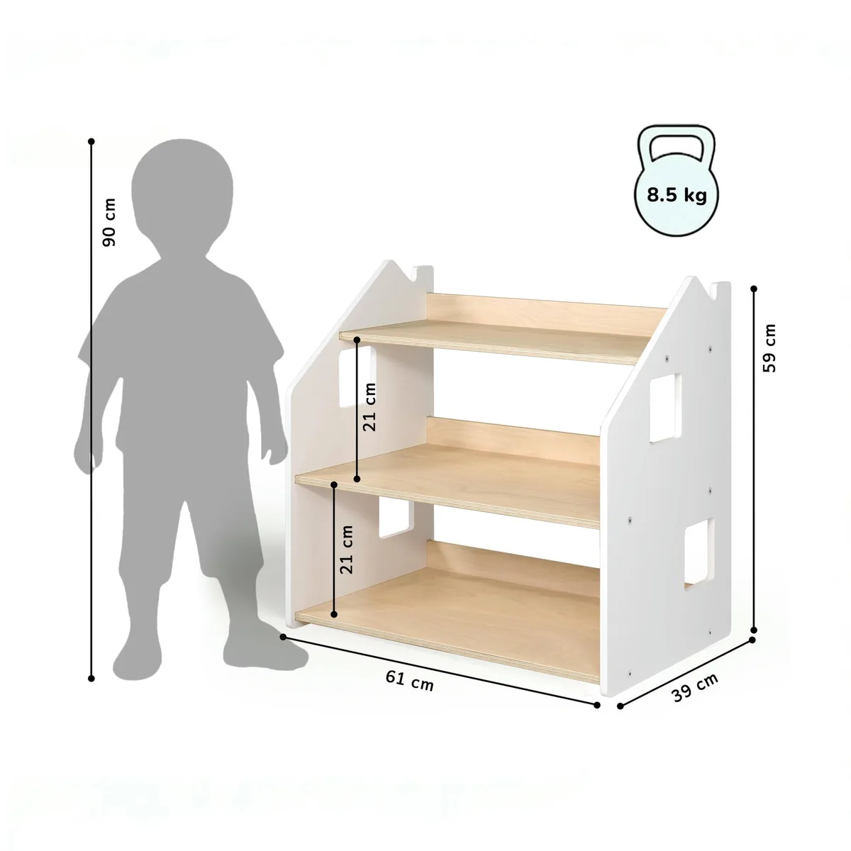 BusyKids Montessori speelgoedkast - Naturel gelakt - 3
