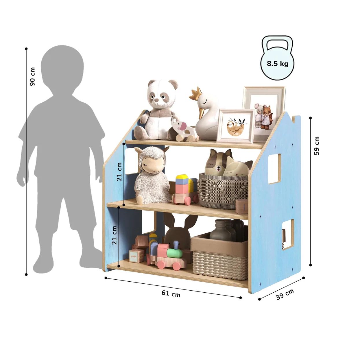 BusyKids Montessori speelgoedkast - Lichtblauw