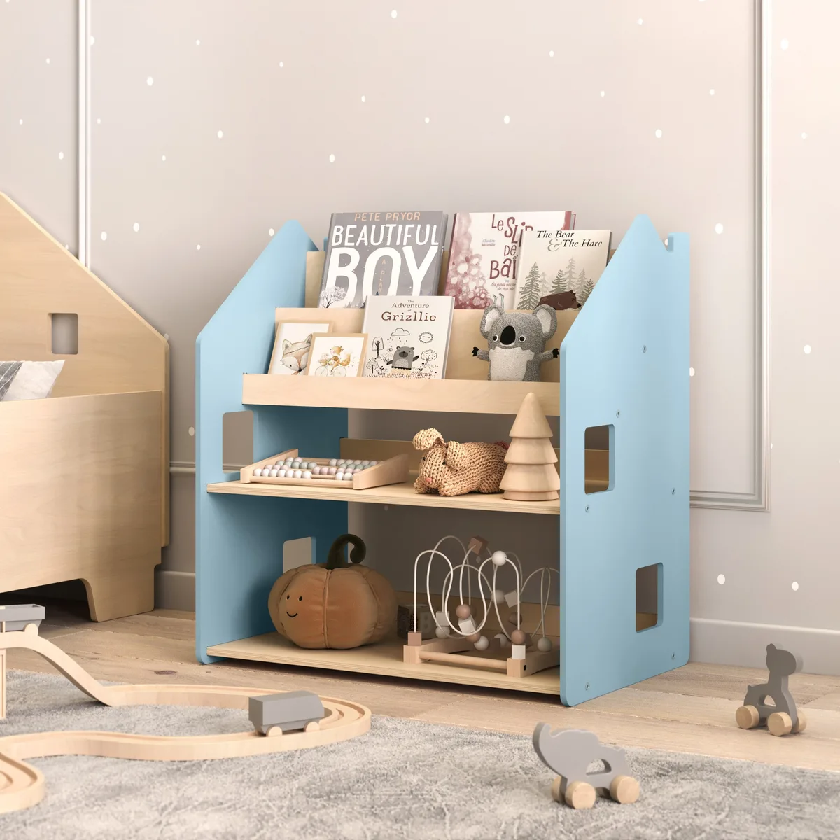 BusyKids Kinderkast 2-in-1 voor boeken en speelgoed - Lichtblauw - 2