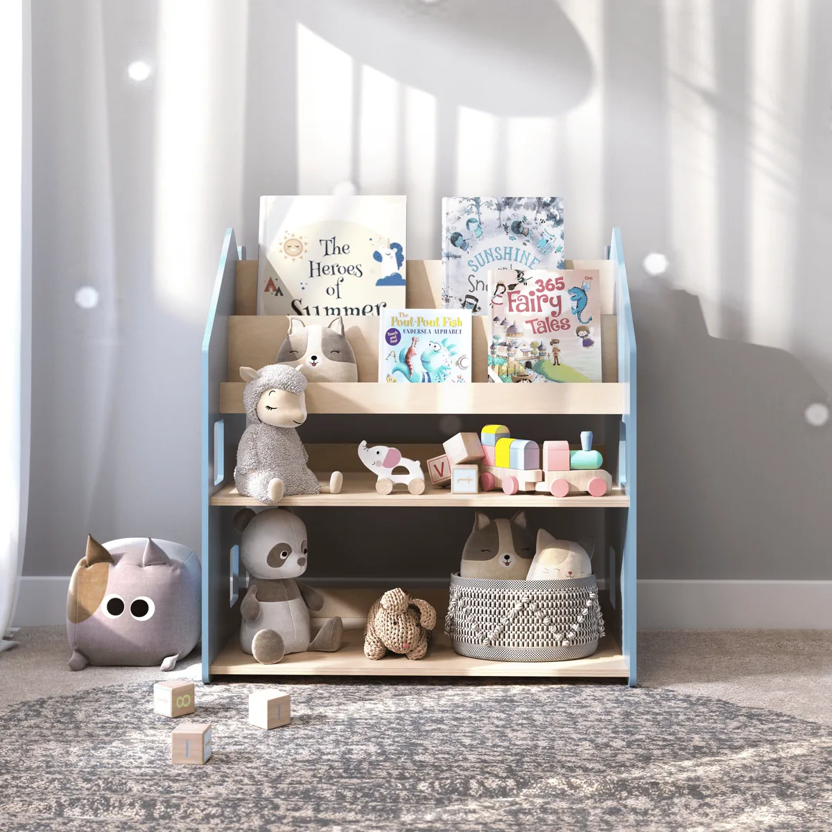 BusyKids Kinderkast 2-in-1 voor boeken en speelgoed - Lichtblauw - 7