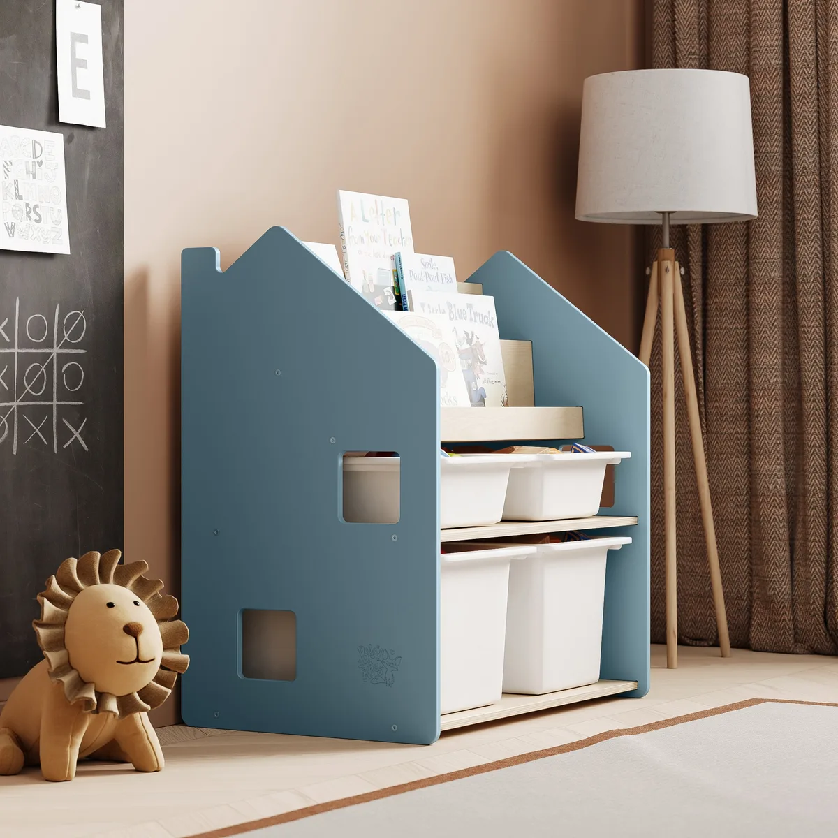 BusyKids Kinderkast 2-in-1 voor boeken en speelgoed - Lichtblauw - 8