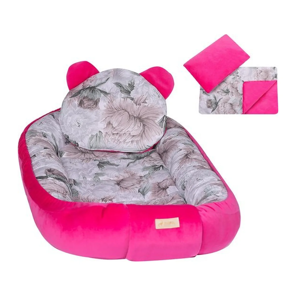 LUXE babynestje 4 delige SET / Kraamcadeau / GRATIS wiegdeken met kussen / Dubbelzijdig VELVET amarant