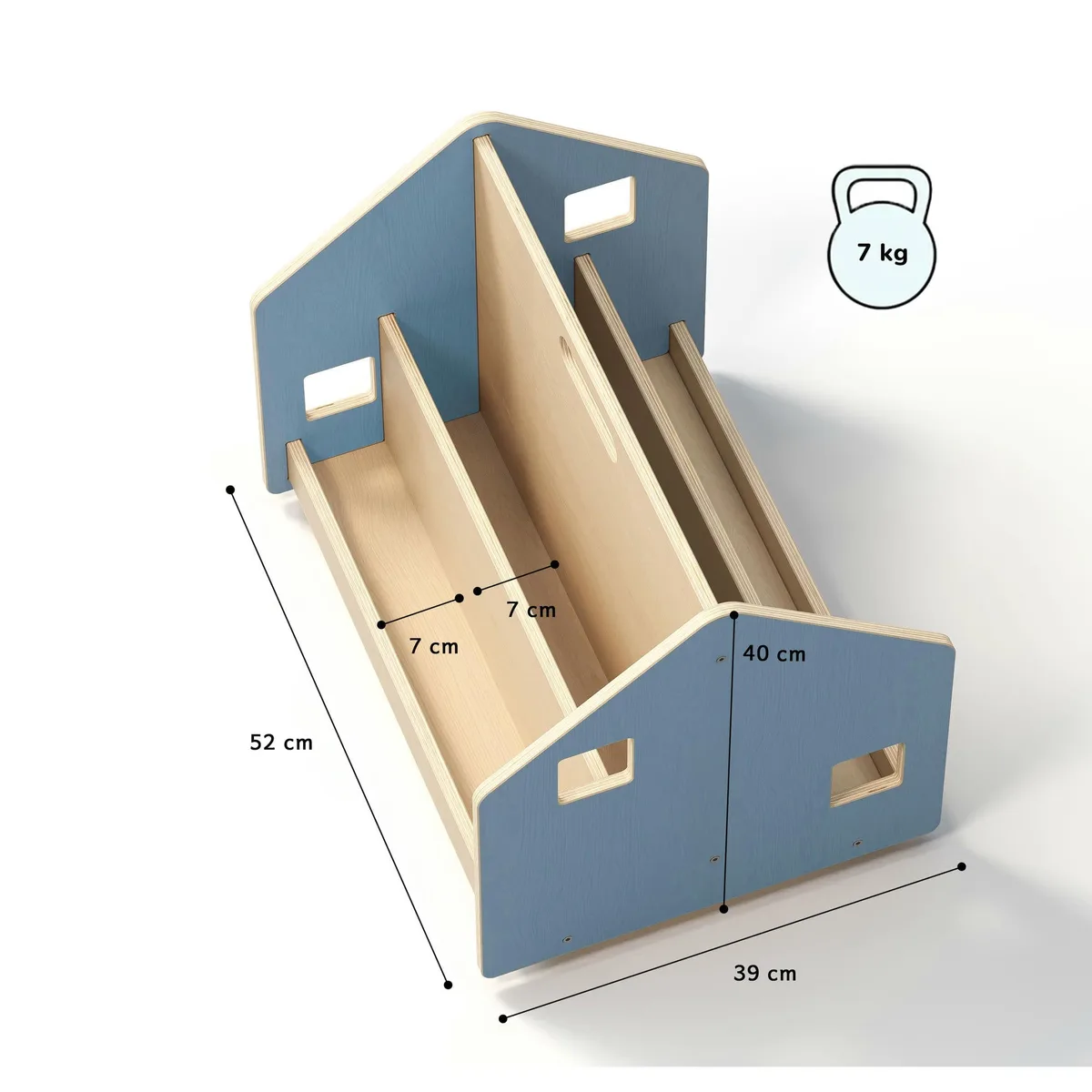 BusyKids Dubbelzijdige mini boekenkast op wielen - Lichtblauw - 2