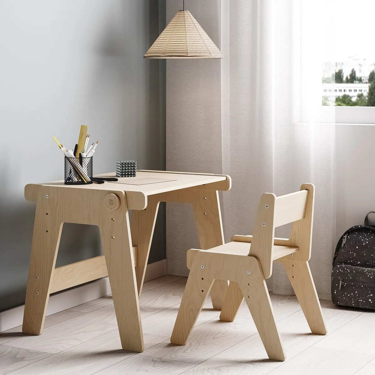 BusyKids Meegroeiende kindertafel met stoel MINI - Wit - 7