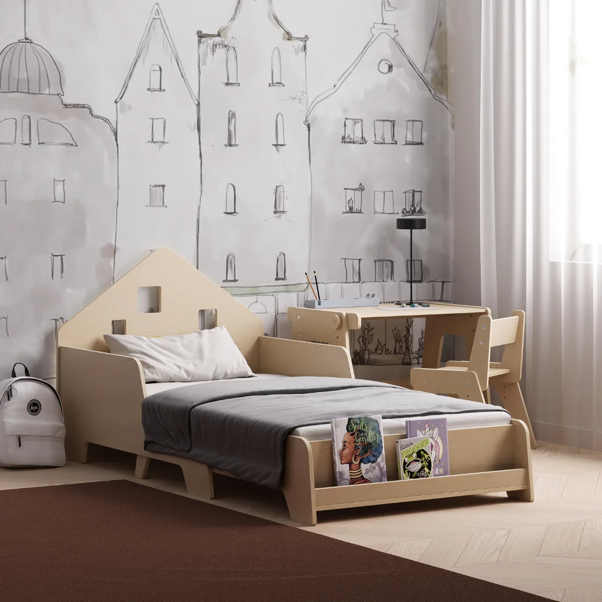 BusyKids Meegroeiend huisbed met LED-verlichting