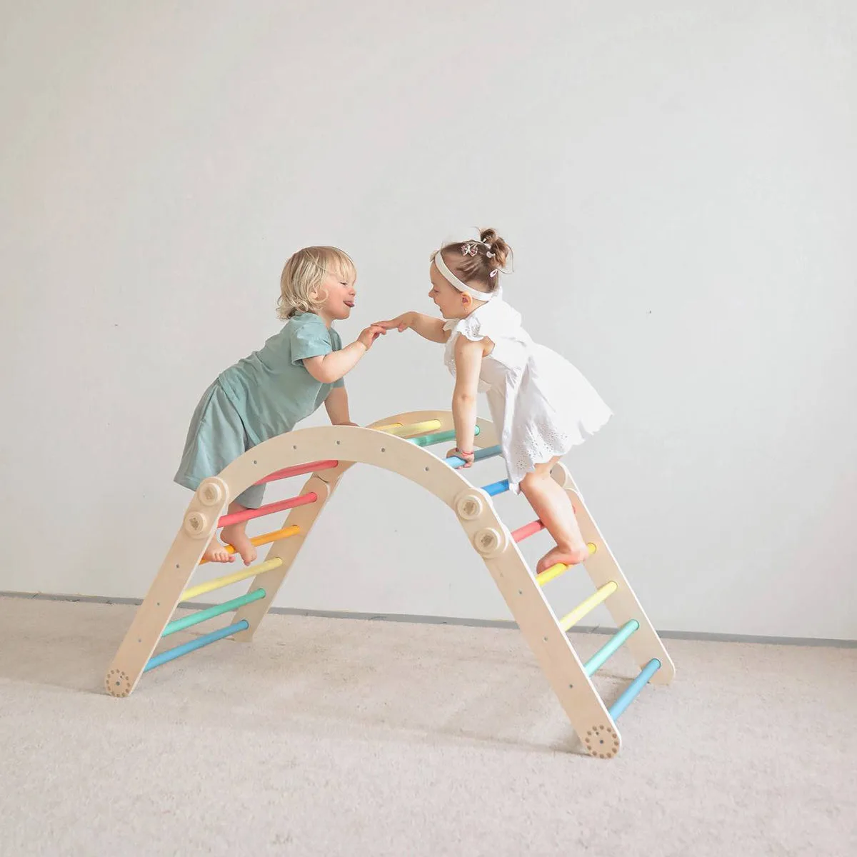 BusyKids Flexi klimrek Set L (klimrek, mini klimrek en boog) - Onbehandeld hout - 3