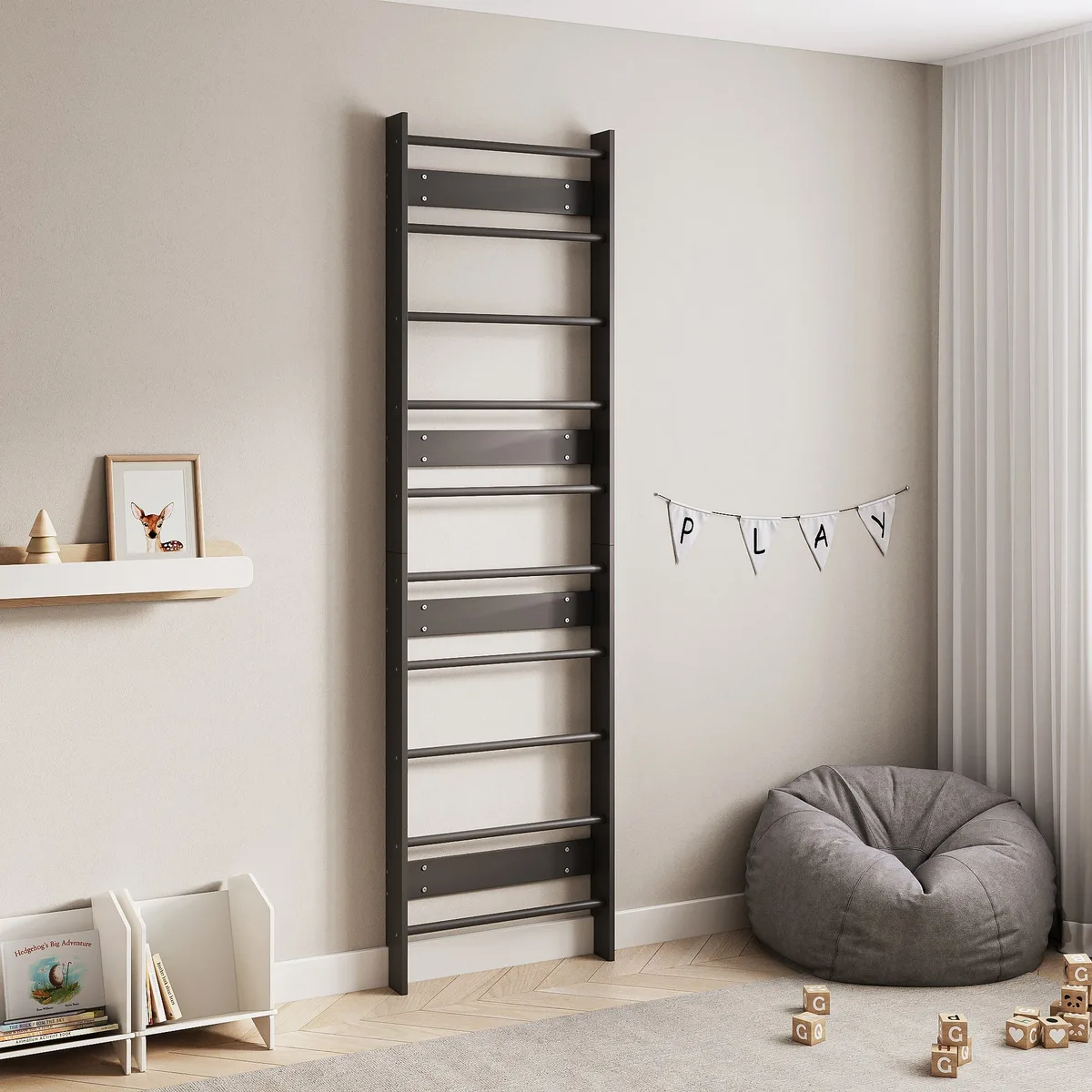 BusyKids EVERGYM Zweedse wand (basismodel) - Zwart - 8