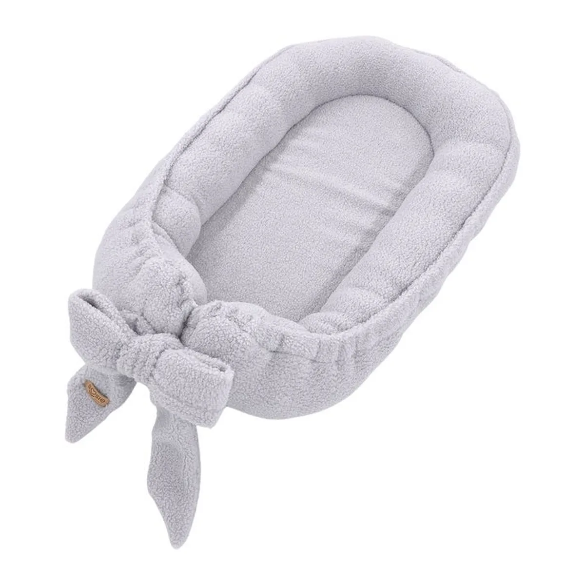 Soosie Teddy Bow Babynestje – Zacht Teddy Babynest met Uitneembaar Matras en Decoratieve Strik – Grijs - 8