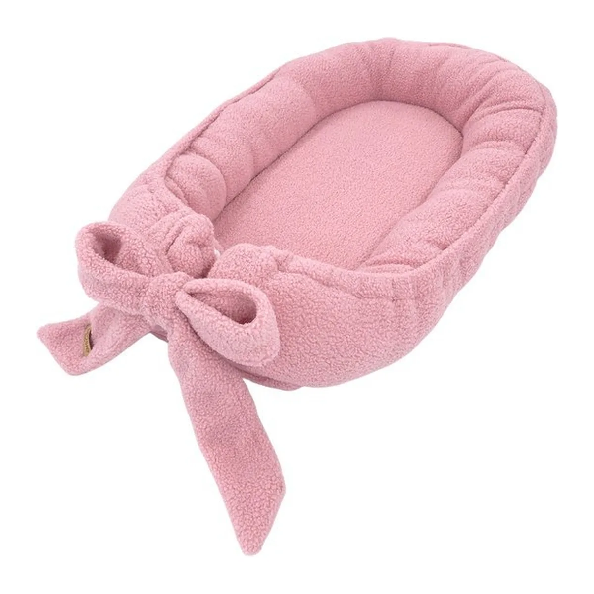 Soosie Teddy Bow Babynestje – Zacht Teddy Babynest met Uitneembaar Matras en Decoratieve Strik – Roze - 8