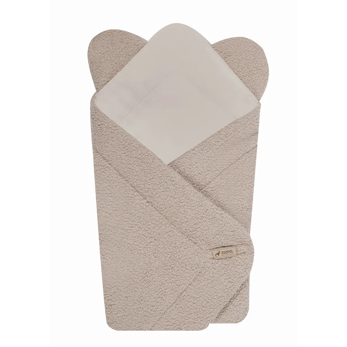 Śpiworek zimowy ciepły do wózka sanek z MUFKĄ beż melanż TEDDY ecri 90 cm 110 cm 120 cm - 2